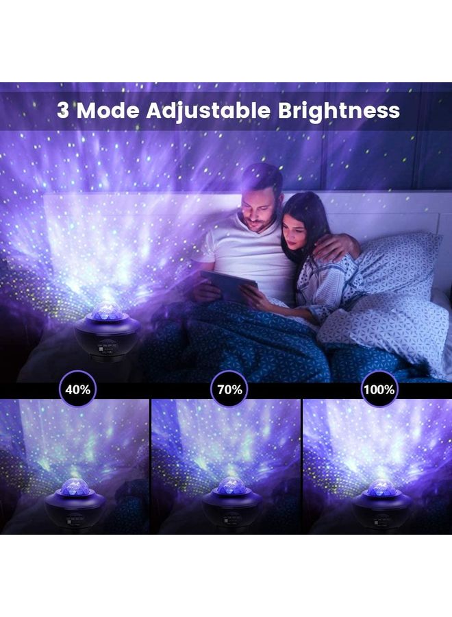 Arabest - Laser Star Projector, LED Night Light, Nebula Cloud, 3 in 1 Sky Ocean Wave Projection with Bluetooth Speaker Voice Control Black 12 x 10 x 12cm - Image 1