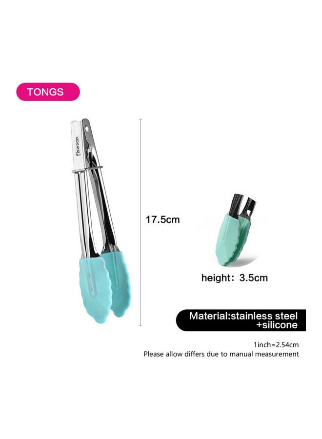 Fissman Stainless Steel with Silicone Kitchen Tongs Blue/Silver 17cm  - Image 2