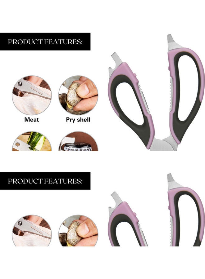 Fissman - Multifunction Stainless Steel Kitchen Scissors Purple/Silver 23cm - Image 1