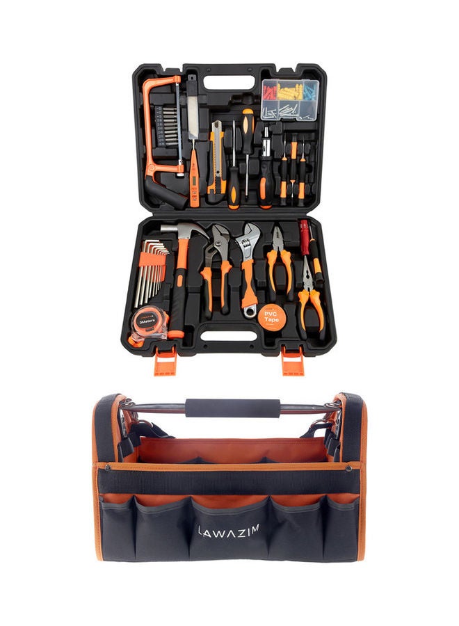 LAWAZIM 100-Piece Heavy Duty Tool Set With Multi Pocket Bag Multicolour 16inch  - Image 1