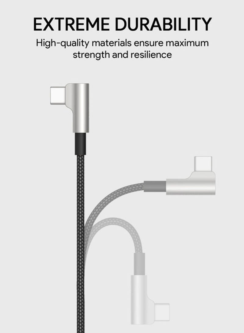 Aukey - 2 pack Impulse Braided Series USB-C to C Cable With 90 Degrees Connector Black/Red - Image 1