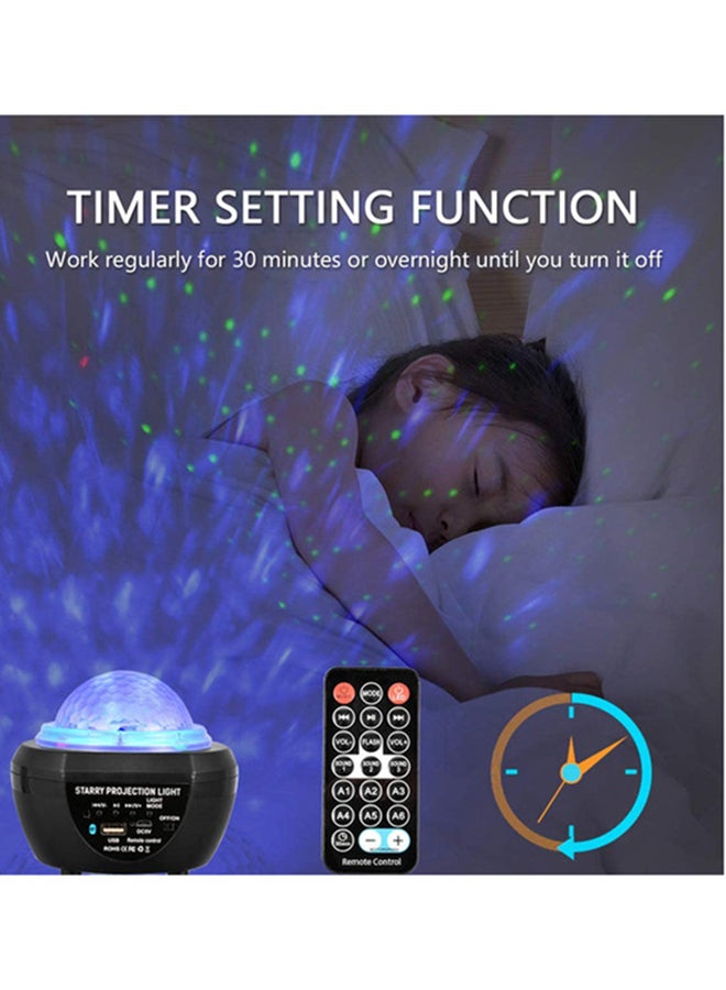 Generic - 2 in 1 Starry Projector w/LED Nebula Cloud with Remote Control& Built-in Music Player Ocean Wave Star Black - Image 1