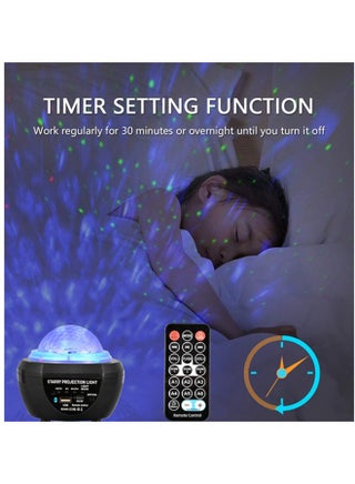 2-In-1 Star Projector LED Night Light With Remote Control Black/Blue - view 3
