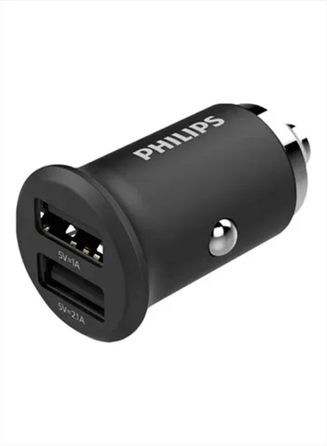 Philips Dual-Port USB Car Charger with 15.5W Output, Fast Charging, Aluminium Body, USB-A Type Connector, Smart Overheat & Over voltage Protection, Compatible With iPhone 16/15/14/13/12/11 iPad Pro mini 6 Samsung S25/S24/S23/S22 - Image 1