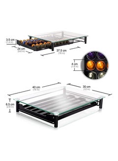 Generic Tempered Glass Coffee Pod Holder Storage Drawer Compatible with Nespresso Original Line And Hold 60 Pots Black/Clear 40 x 30 x 6.5cm  - Image 3
