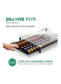 Generic Tempered Glass Coffee Pod Holder Storage Drawer Compatible with Nespresso Original Line And Hold 60 Pots Black/Clear 40 x 30 x 6.5cm  - Image 5