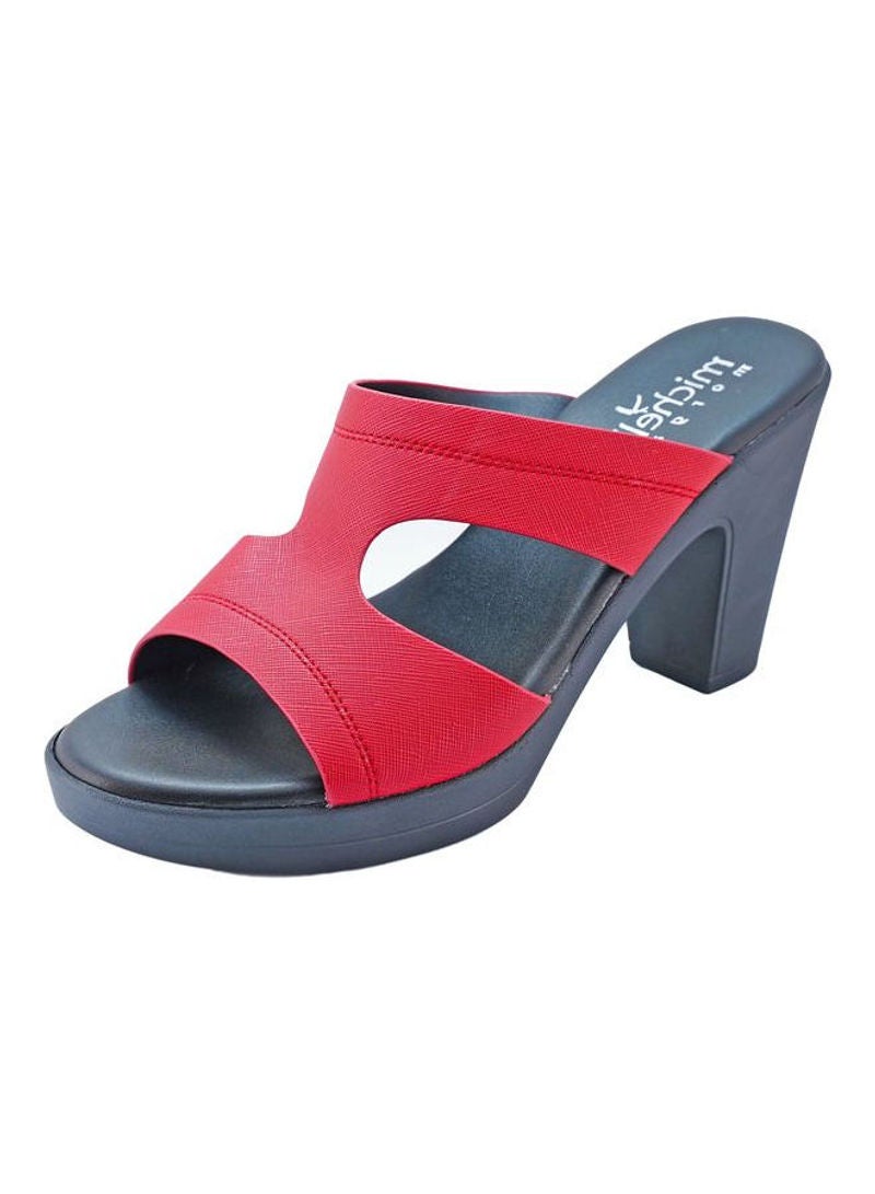 Michelle Morgan - Stylish Slip On Heeled Sandals Red - Image 1
