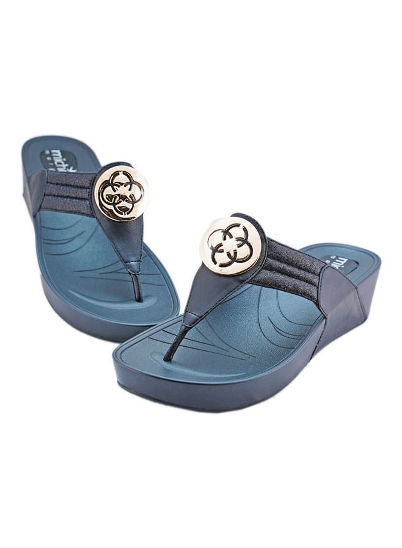 Michelle Morgan Lightweight Slip On Casual Sandals Navy Blue  - Image 2