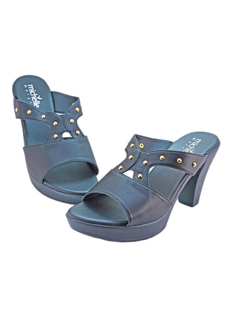 Michelle Morgan - Stylish Slip On Heeled Sandals Blue - Image 1