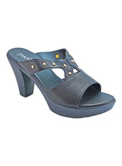 Stylish Slip On Heeled Sandals Blue