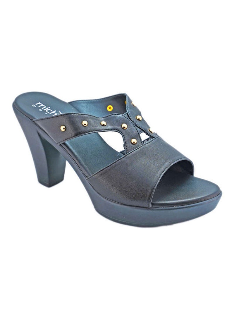 Michelle Morgan - Stylish Slip On Heeled Sandals Blue - Image 1