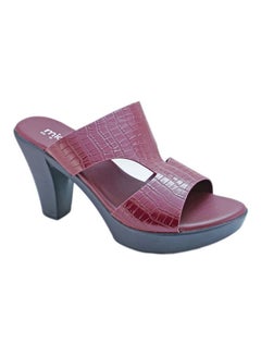 Stylish Slip On Heeled Sandals Maroon