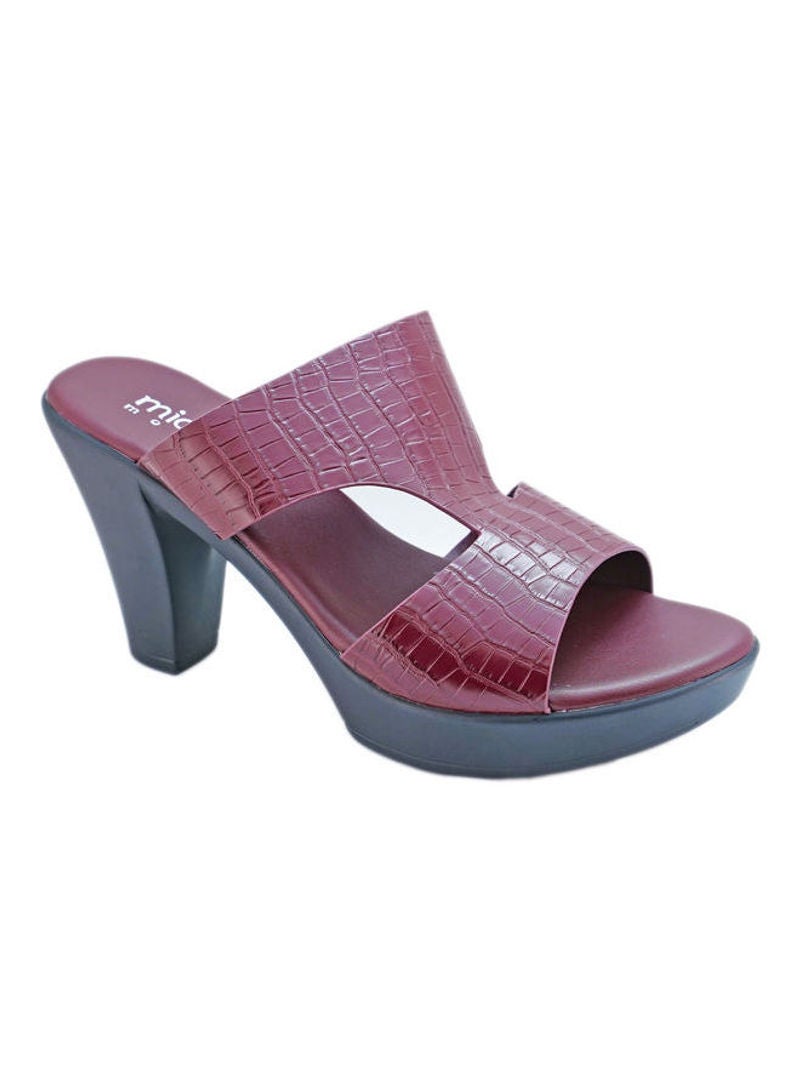 Michelle Morgan - Stylish Slip On Heeled Sandals Maroon - Image 1
