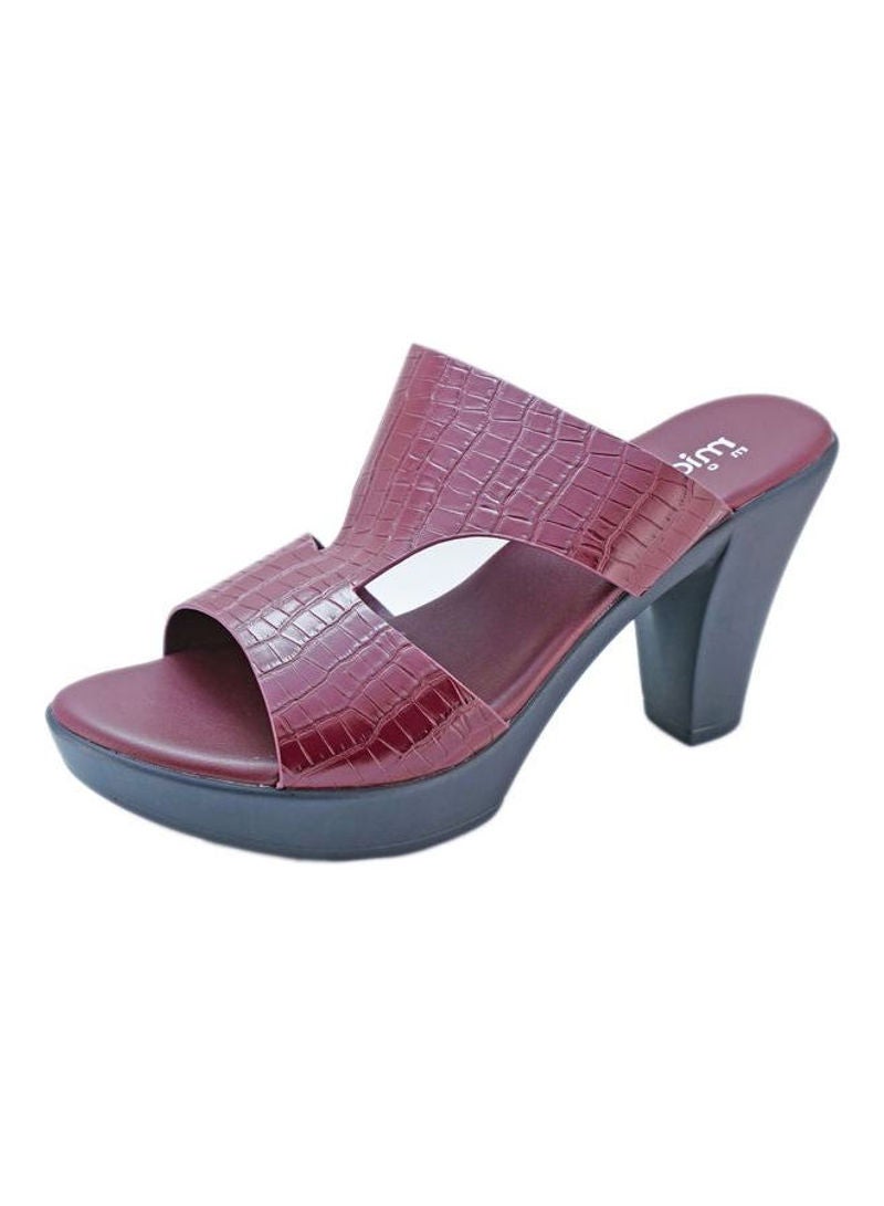 Michelle Morgan - Stylish Slip On Heeled Sandals Maroon - Image 1