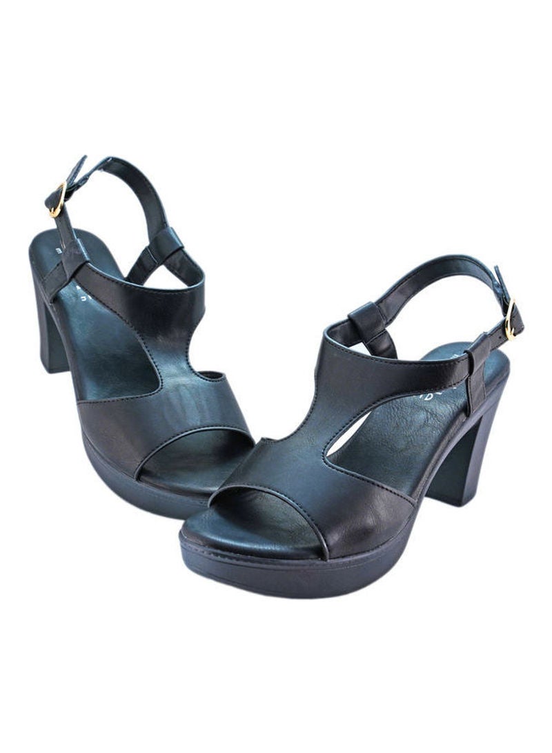 Michelle Morgan - Buckle Detailed Heeled Sandals Navy Blue - Image 1