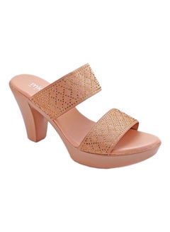 Stylish Slip On Heeled Sandals Pink