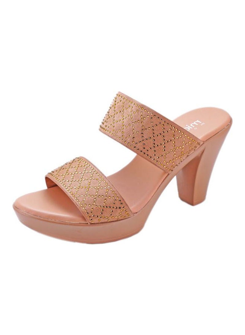 Michelle Morgan - Stylish Slip On Heeled Sandals Pink - Image 1