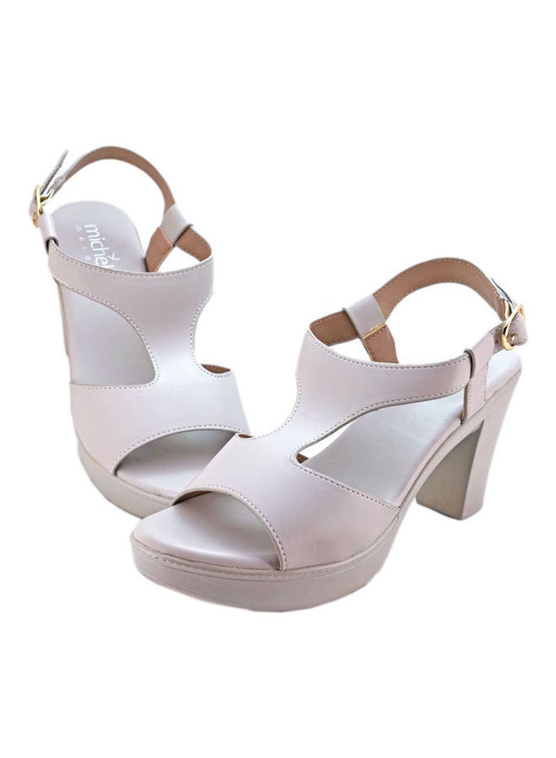 Michelle Morgan - Buckle Detailed Heeled Sandals White - Image 1