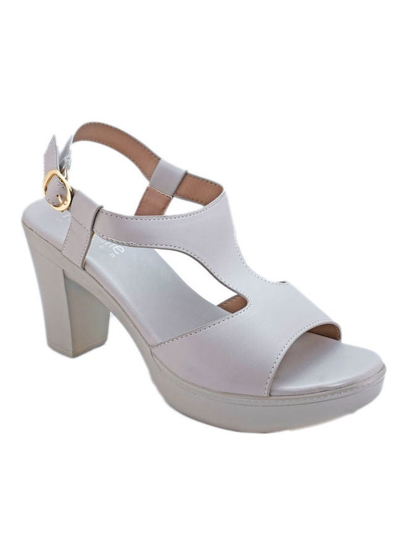 Michelle Morgan - Buckle Detailed Heeled Sandals White - Image 1