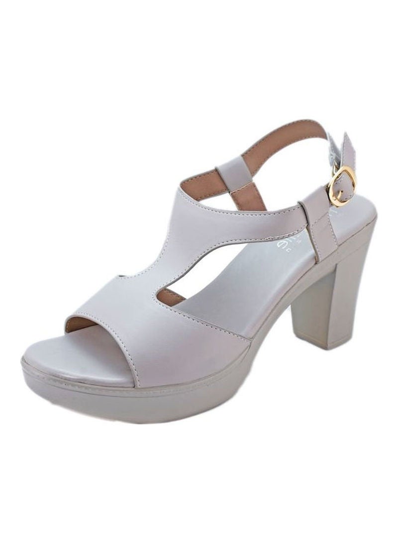 Michelle Morgan - Buckle Detailed Heeled Sandals White - Image 1