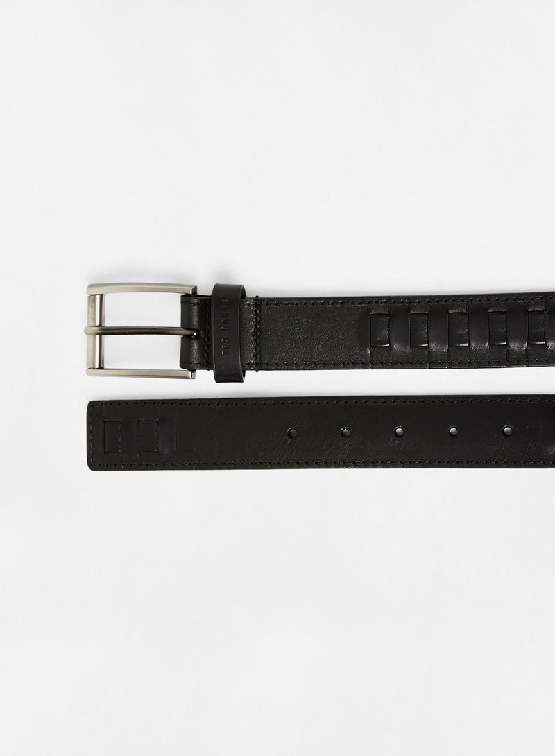 T Woven Leather Belt Black - v1634120708/N48086340V_4