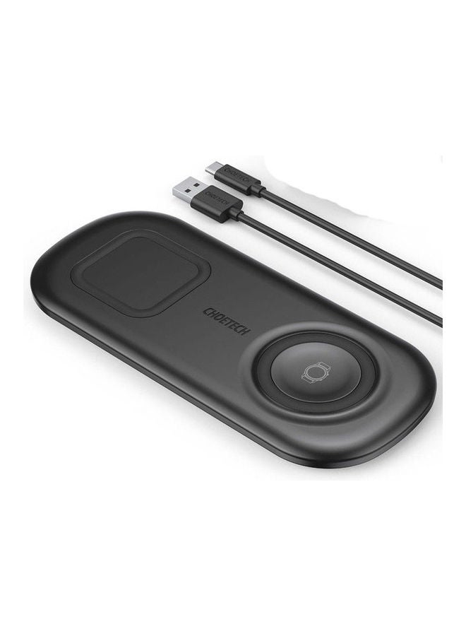 CHOETECH - 2 in 1 Fast Wireless Charger for Samsung Galaxy/Note Series/Qi Enable Models And Watches Black - Image 1