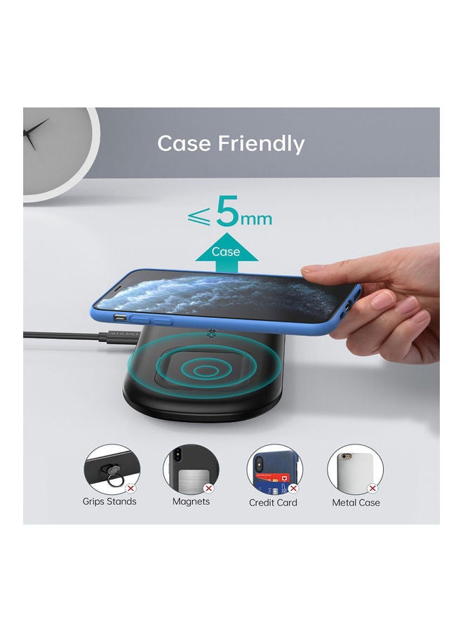 CHOETECH - 2 in 1 Fast Wireless Charger for Samsung Galaxy/Note Series/Qi Enable Models And Watches Black - Image 1