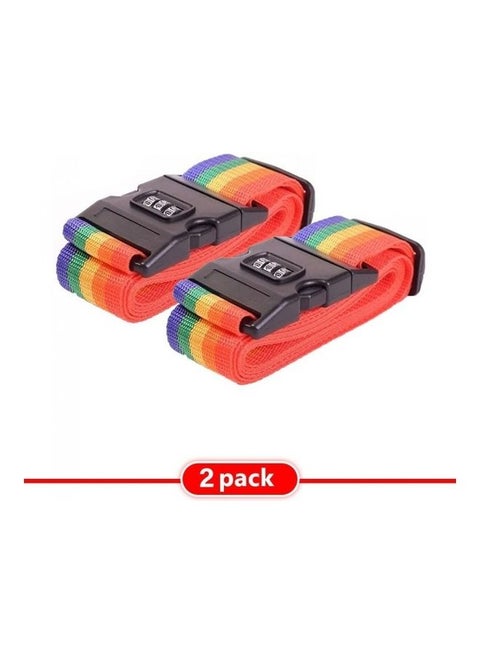 2-Piece 3-Digit Lock Combination Luggage Belt Set Multicolour