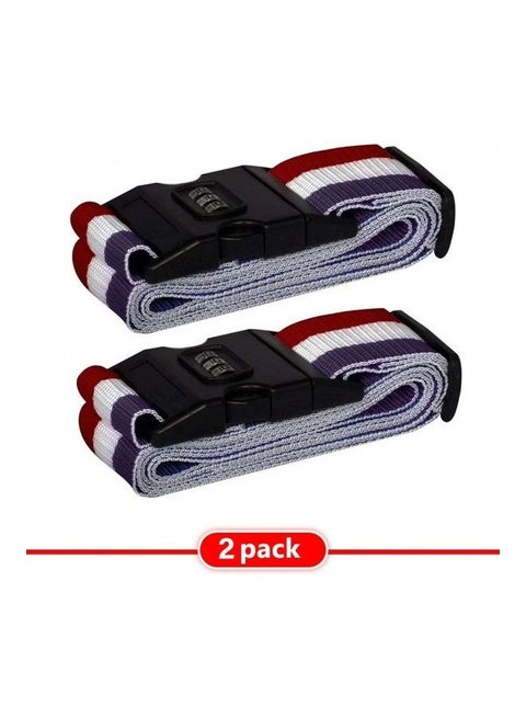 2-Piece 3-Digit Lock Combination Luggage Belt Set Multicolour