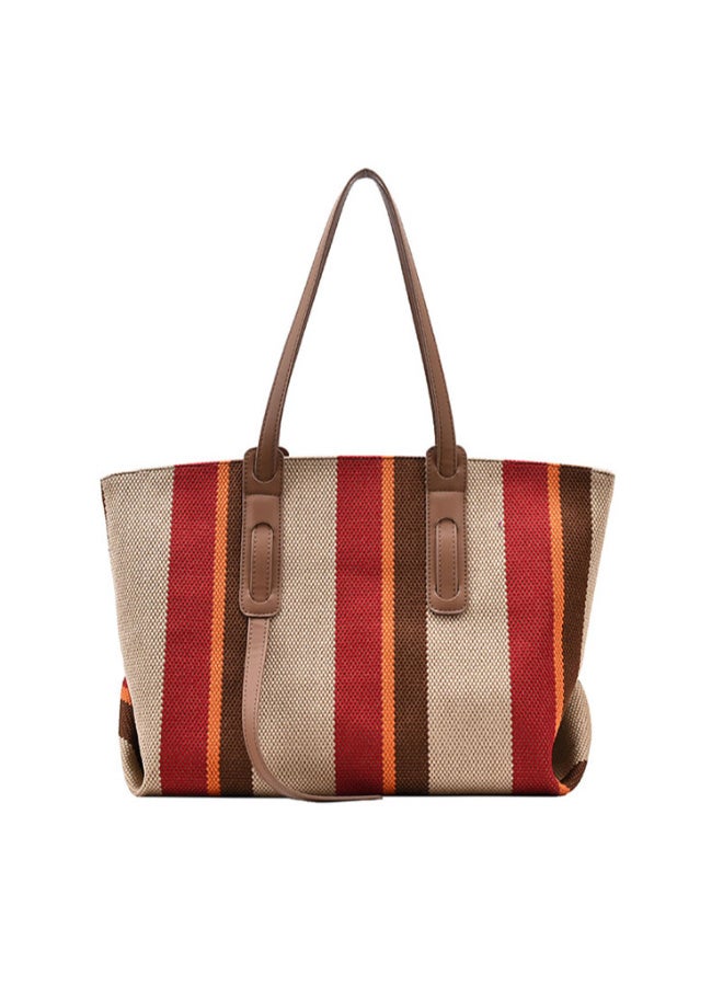 Big Bag Contrast Color Portable Shoulder Bag Multicolour  - Image 1