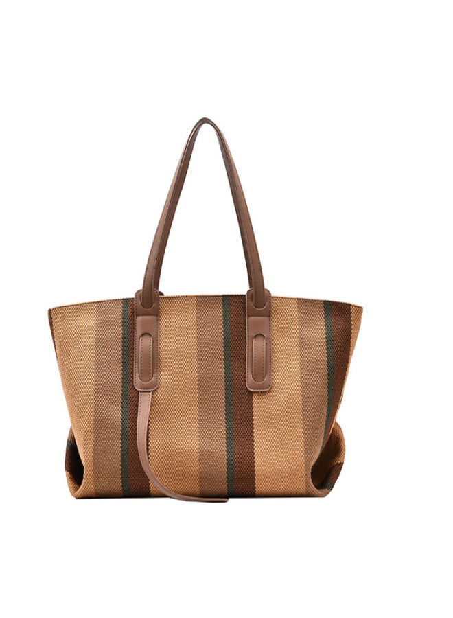 Big Bag Contrast Color Portable Shoulder Bag Multicolour  - Image 1