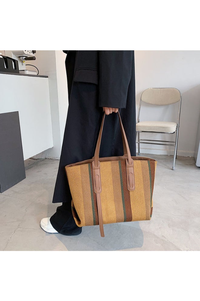 Big Bag Contrast Color Portable Shoulder Bag Multicolour  - Image 2