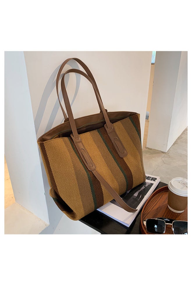 Big Bag Contrast Color Portable Shoulder Bag Multicolour  - Image 4