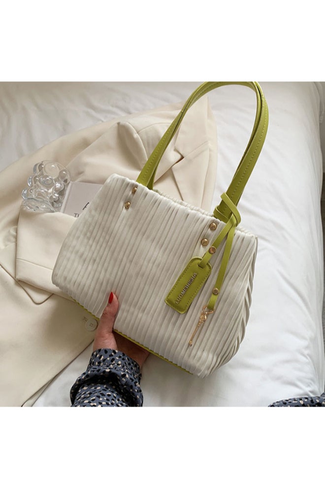 Summer Fashion Striped Shoulder Bag Green/Beige  - Image 3
