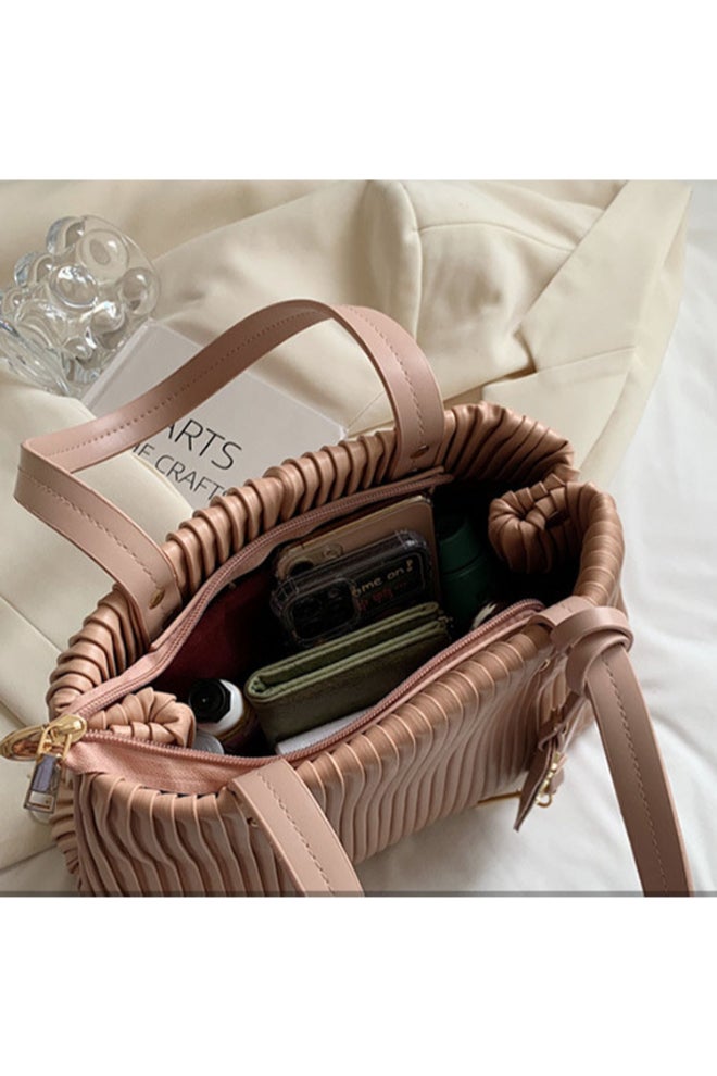 Summer Fashion Striped Shoulder Bag Light Brown  - Image 4