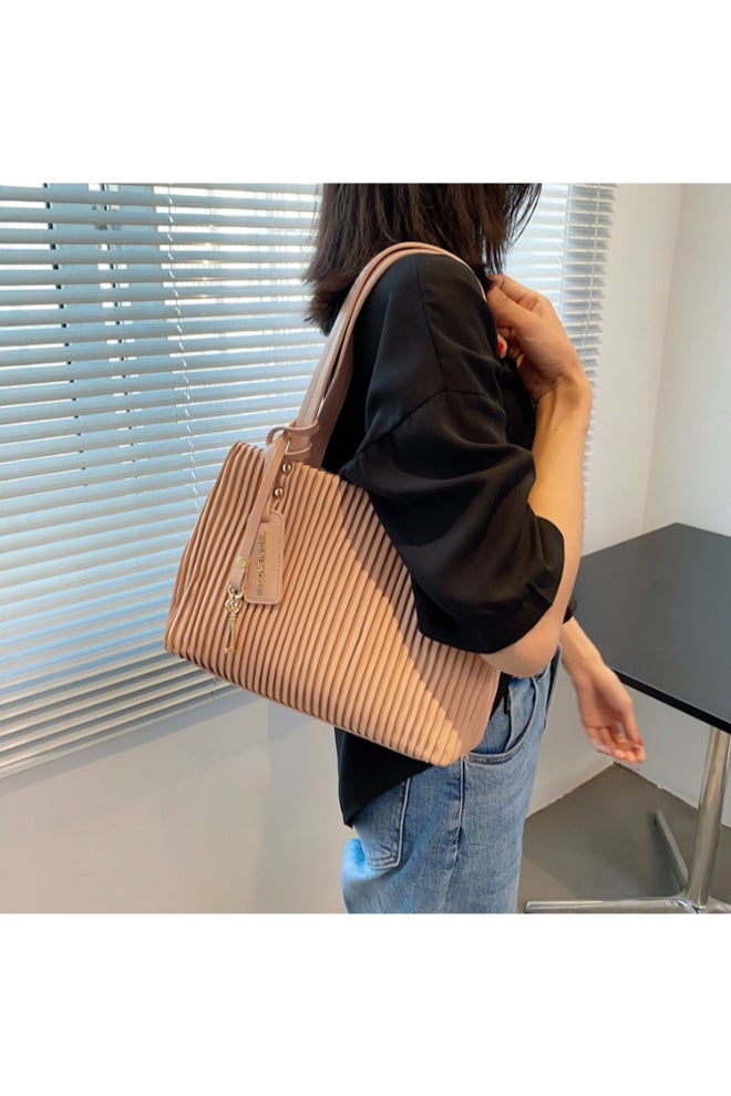 Summer Fashion Striped Shoulder Bag Light Brown  - Image 3