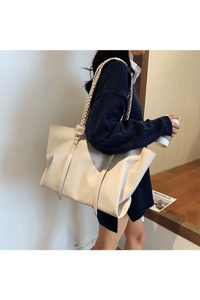 Big Tote Bag Trendy Large Capacity Bag Beige  - Image 2