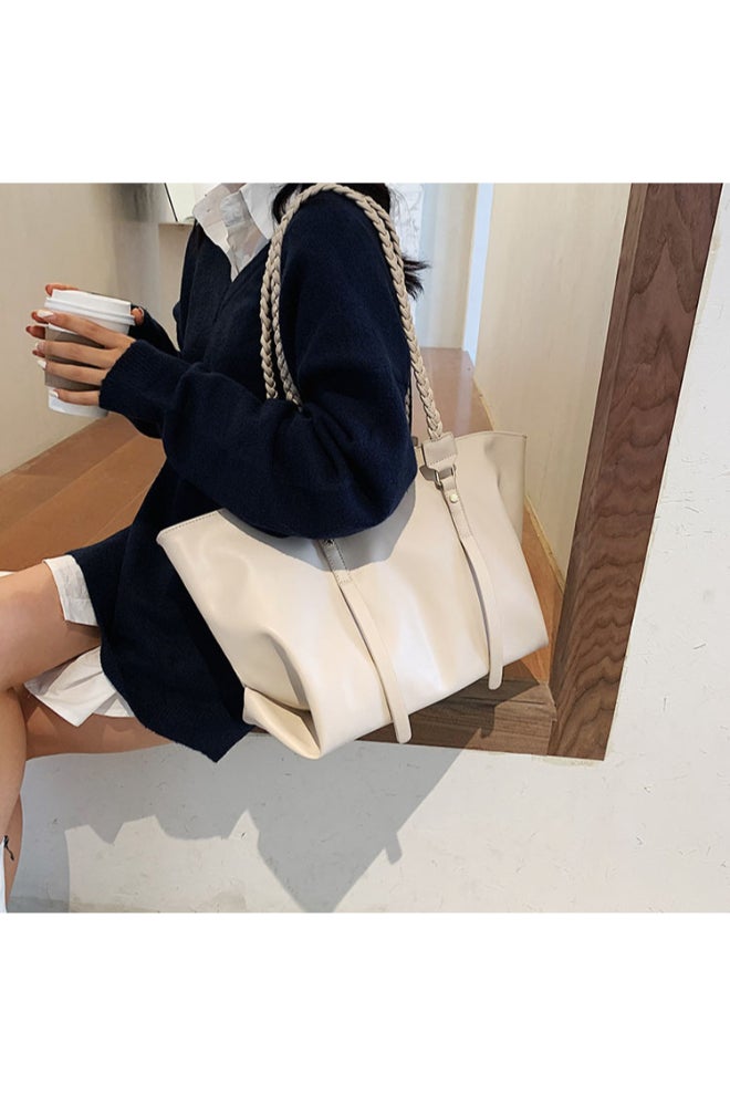 Big Tote Bag Trendy Large Capacity Bag Beige  - Image 3