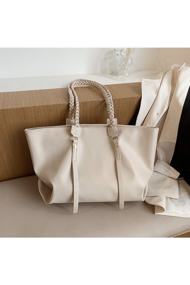 Big Tote Bag Trendy Large Capacity Bag Beige  - Image 4