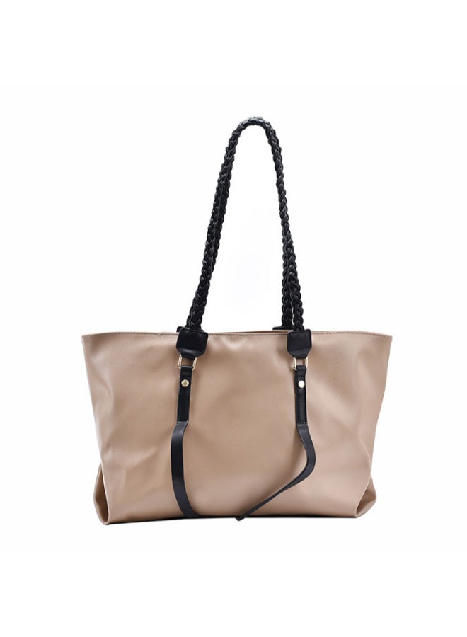 Big Tote Bag Trendy Large Capacity Bag Light Brown/Black  - Image 1