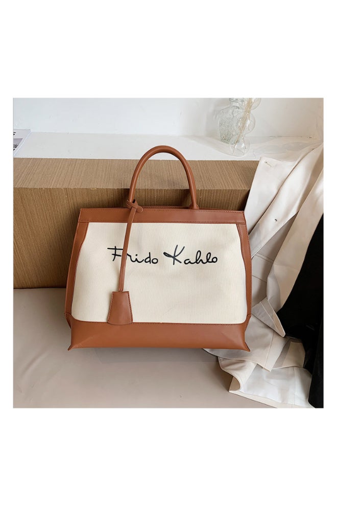 Fashion Designer satchel Bag White/Brown  - Image 3