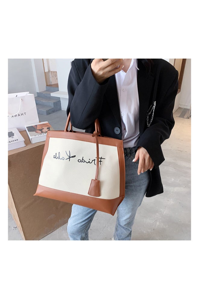 Fashion Designer satchel Bag White/Brown  - Image 4