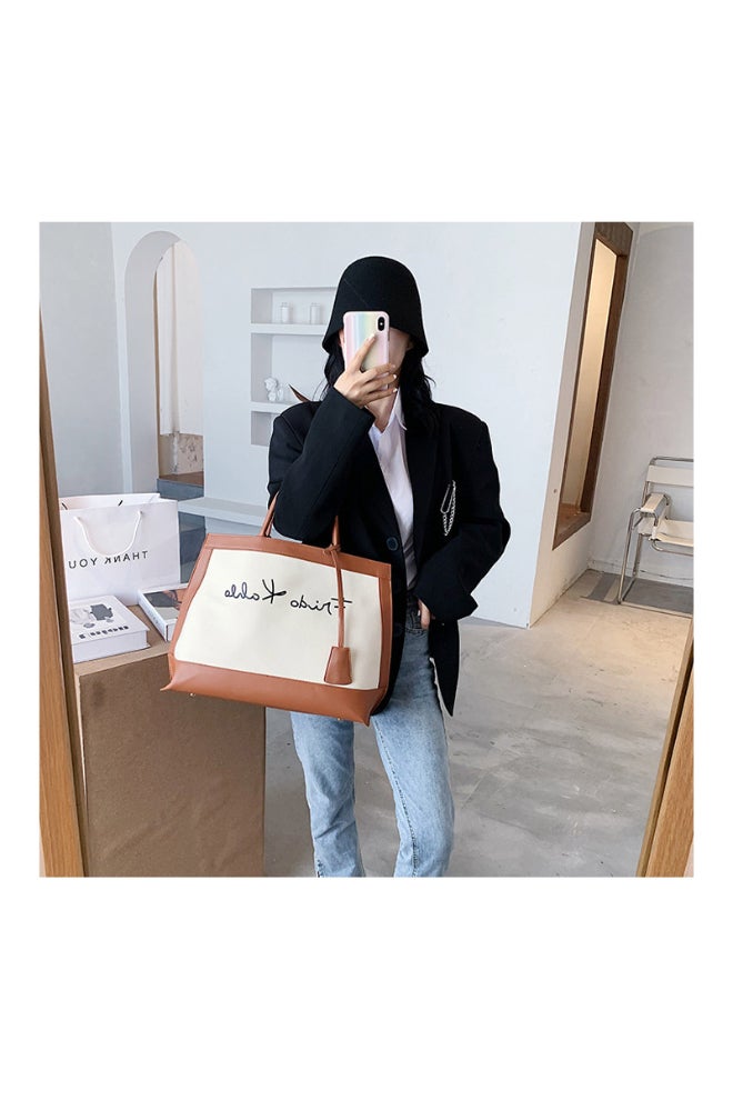 Fashion Designer satchel Bag White/Brown  - Image 5