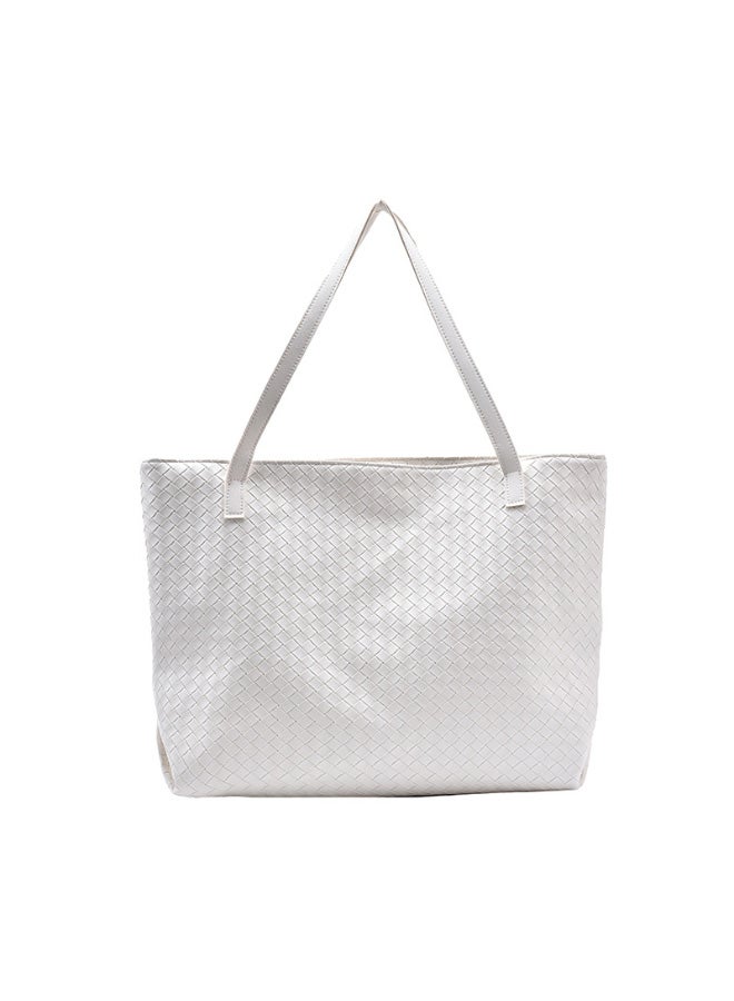 High Capacity Woven One Shoulder Bag White  - Image 1