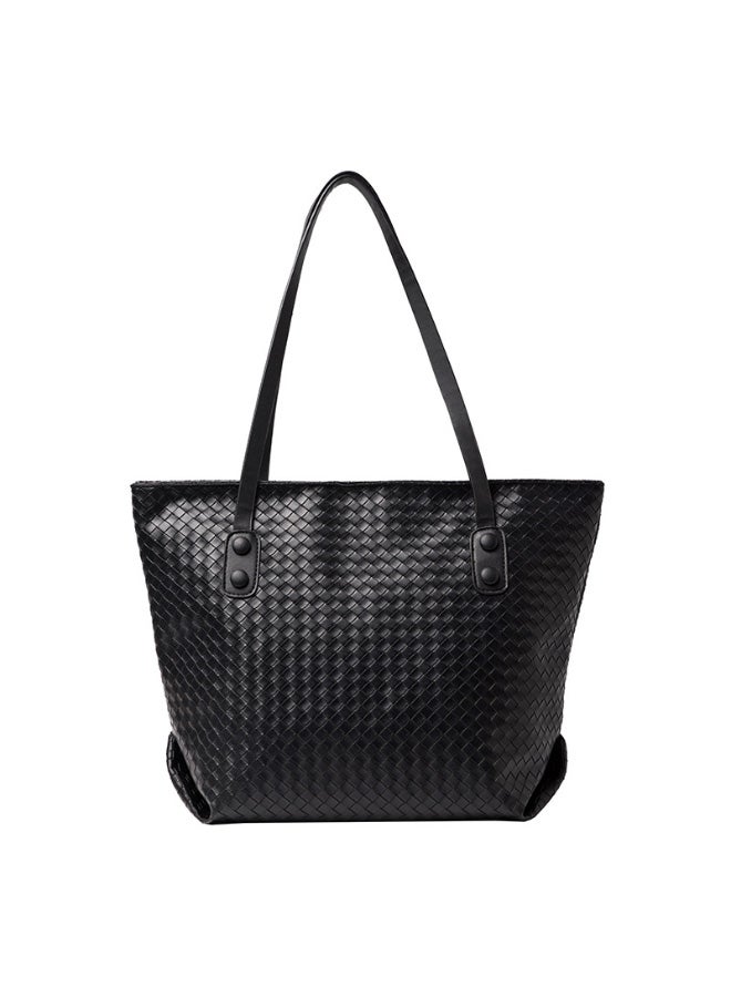 High Capacity Woven One Shoulder Bag Black  - Image 1