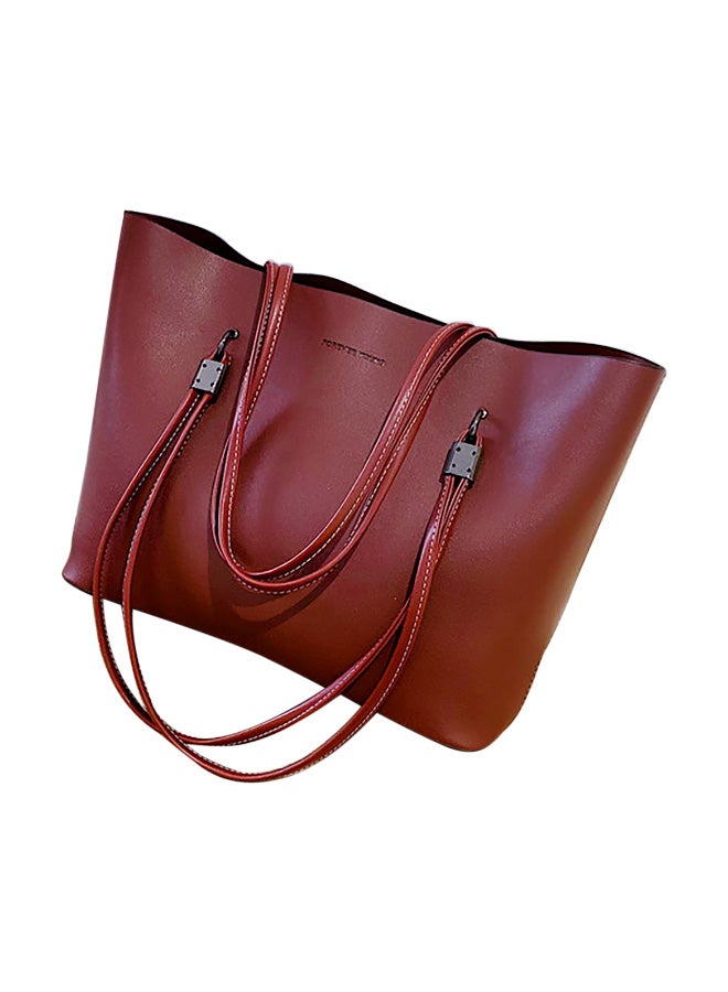 Large Capacity Woven One Shoulder Bag Maroon  - Image 1