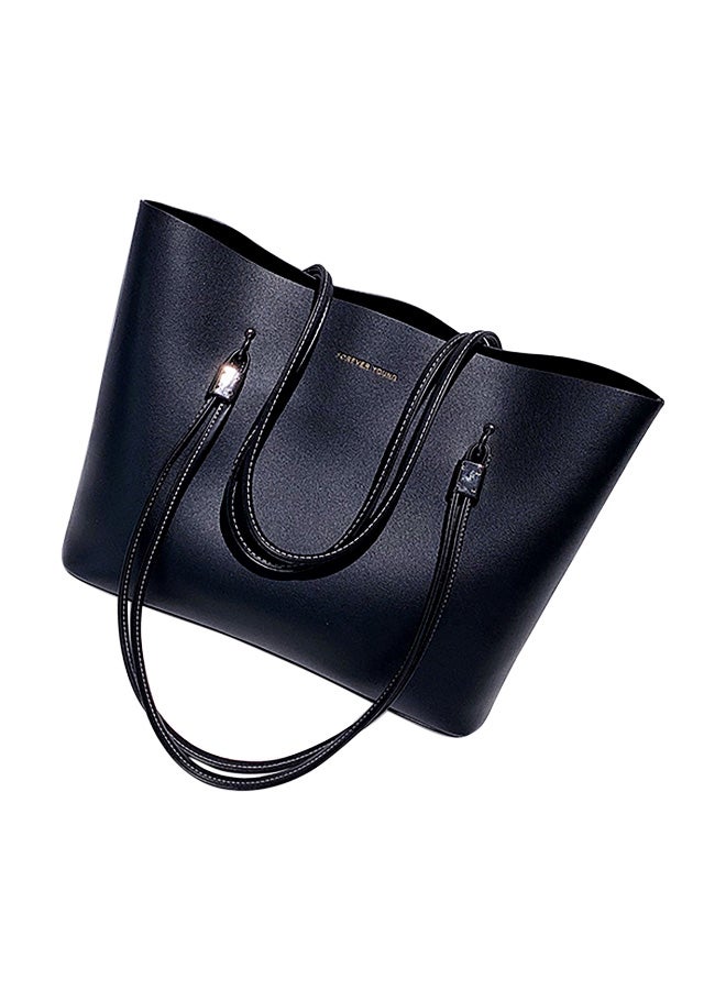 Large Capacity Woven One Shoulder Bag Black  - Image 1