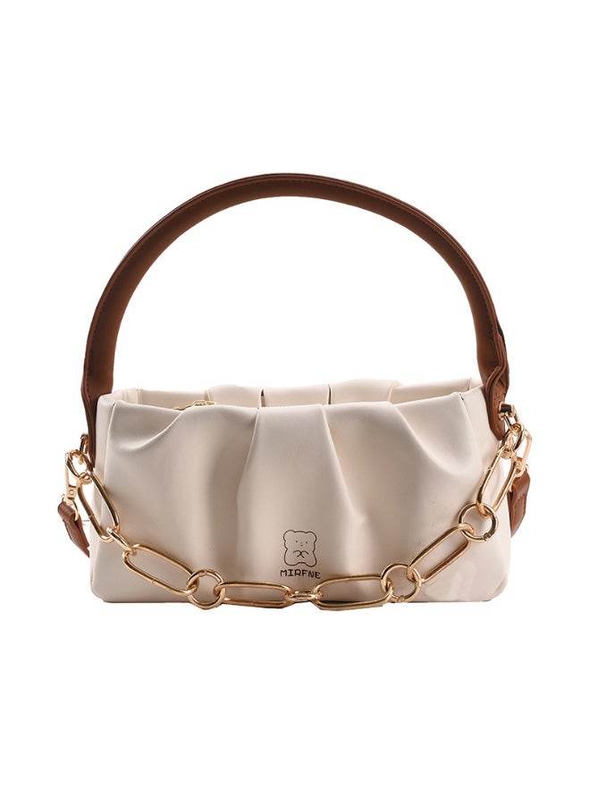 Ladies Cute Satchel Bag White/Brown  - Image 1