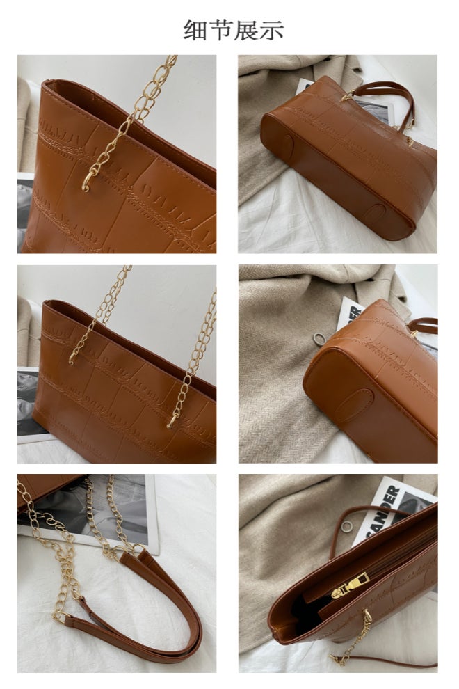 Big Bag Portable Shoulder Bag Dark Brown  - Image 5
