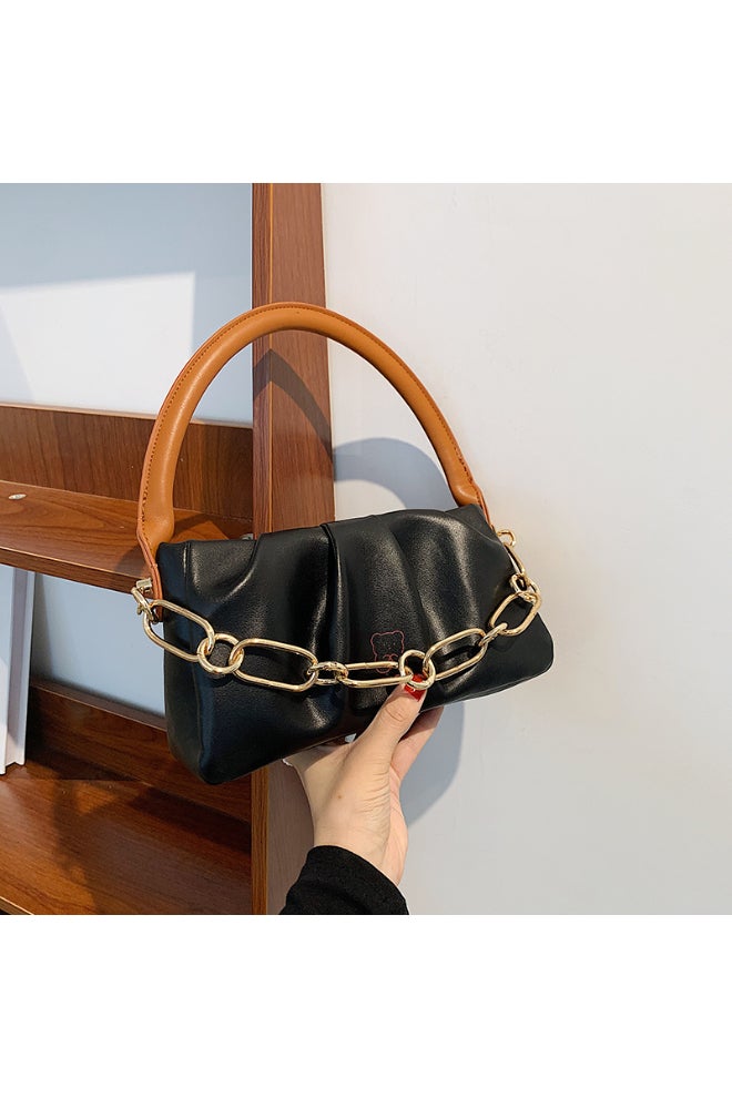 Ladies Cute Satchel Bag Black/Brown - Image 2